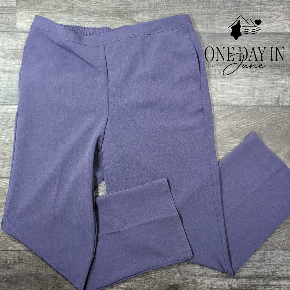 Alfred Dunner Classic Fit Pull On Pants Plum Purple Straight Leg NWT Size 14